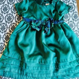Green Kids Dress with Bow